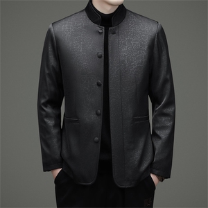 中老年唐装90绒羽绒服男士复古盘扣风羽绒服外套中式唐装图片