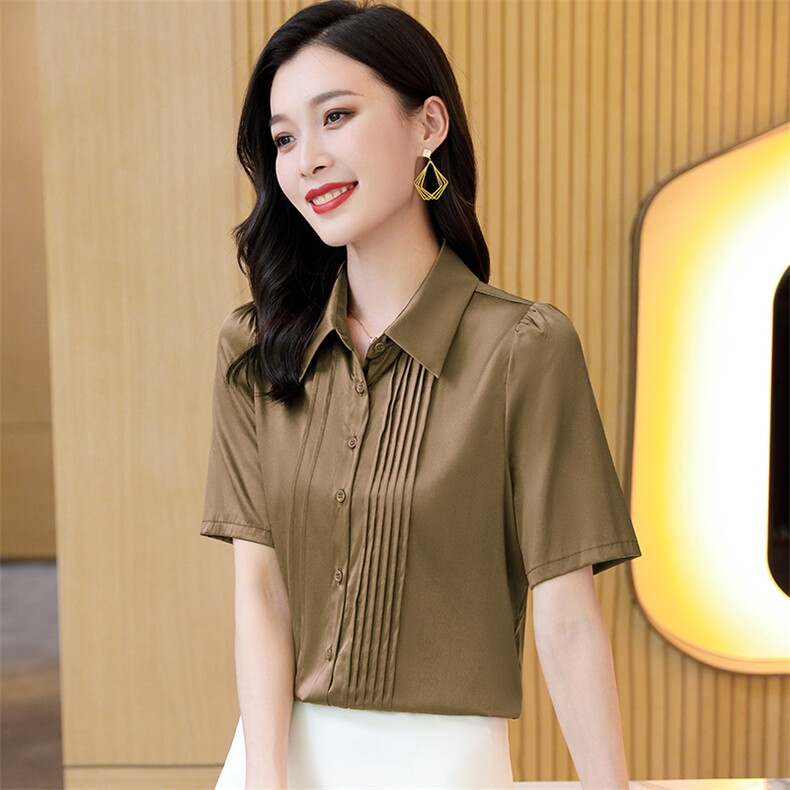 高档大牌红色真丝衬衫女士长袖上衣重磅桑蚕丝衬衣气质设计感秋装,女装衬衫,阿舍尔精品