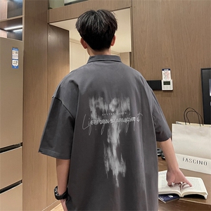 可设48小时支持抖音得物来样二开 网眼透气翻领t恤美式短袖POLO衫图片