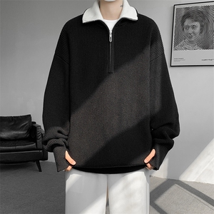8XL-M立领半拉链毛衣男大码慵懒风宽松日系针织衫外套MY19002P78图片