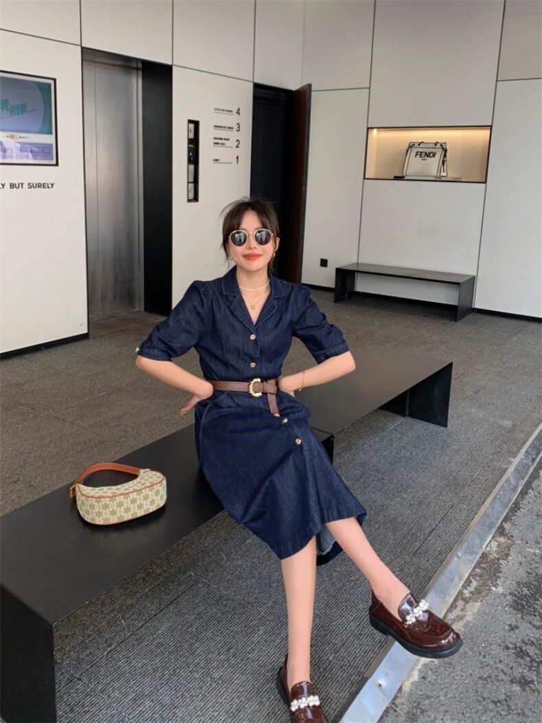 牛仔连衣裙，女装连衣裙，肆尔