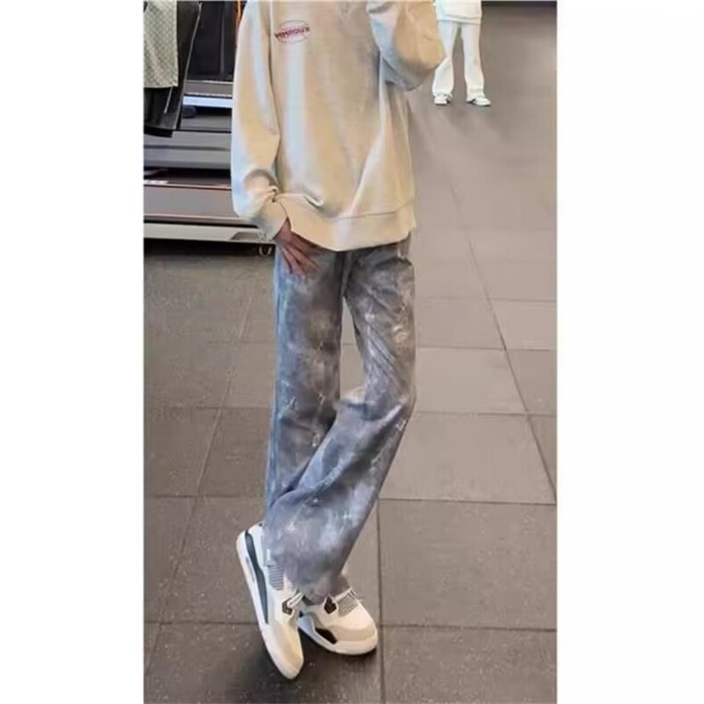 AK2007-P55美式复古港风痞帅高街潮流牛仔长裤,女装休闲裤,星座617A-2