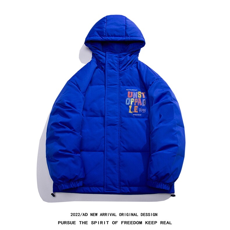 白底 白鸭绒ins字母印花宽松保暖连帽羽绒服YR174P225控298图片