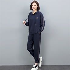 年轻妈妈休闲运动套装女2025春秋新款中年大码洋气减龄卫衣两件套，女装套装/套裙，忆绮罗