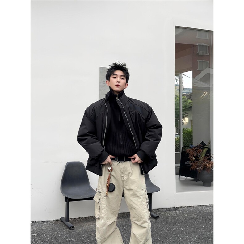 秋冬中性风保暖棉服男士cleanfit运动潮牌美式解构立领棒球服棉衣,男装棉衣,四季星座505