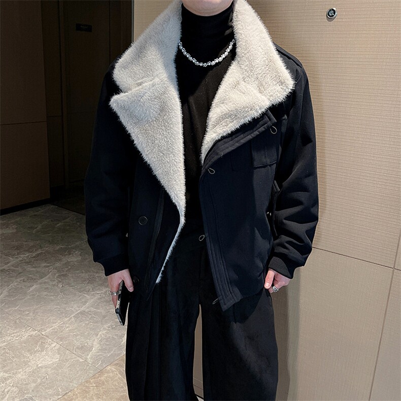 冬季新款座山雕美式复古工装加绒毛领保暖短款夹克棉服男M157P168,男装夹克,电商B267