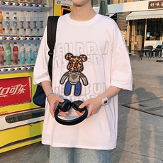 得物抖音40支双纱高品质运动半袖纯棉印花短袖T恤男女T7226-P40，男装T恤，电商A441-1