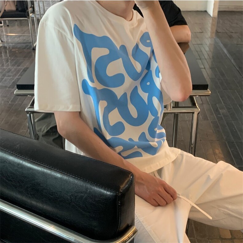 816B-T1029-P40夏季印花短袖韩版T恤情侣半袖潮韩男学生ins,男装T恤,星座816B