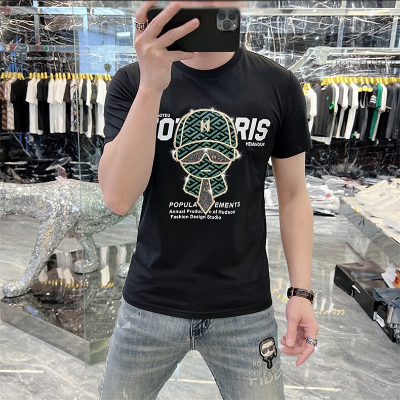 新款时尚高端精品欧货夏季男T恤短袖潮流抖音A227B-A-723-P48,男装T恤,电商A227B（原钱塘4066-1）