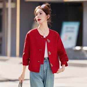 《现货》2026年春季bao款新中式提花面料重工定珠葫芦短款外套女，女装短外套，韩宇舍