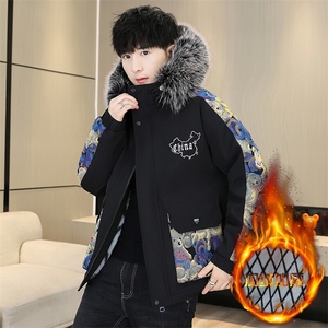 2025冬季新款男士韩版派克服加绒加厚外套带毛领-1618-P85图片