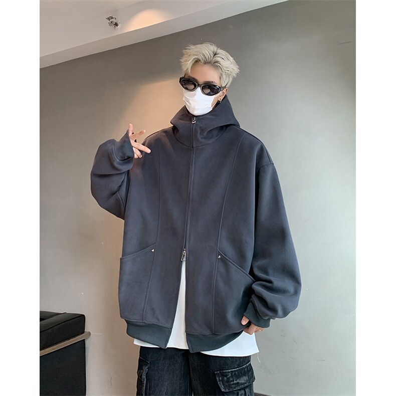 男士宽松开衫连帽卫衣图片