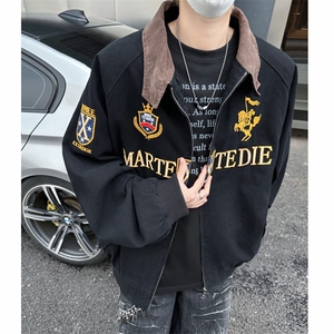 徽章刺绣哈林顿夹克男潮牌街头cleanfit美式飞行工装外套-Y1822图片