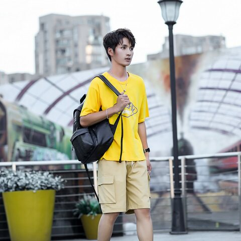 夏季宽松上衣裤子两件套男韩版短袖工装裤套装潮流t恤运动服,男装休闲套装,星座1804