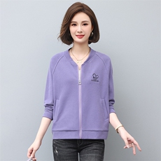 2022年秋季新款拉链衫绣花字母宽松卫衣女长袖立领短外套，女装短外套，伊满意