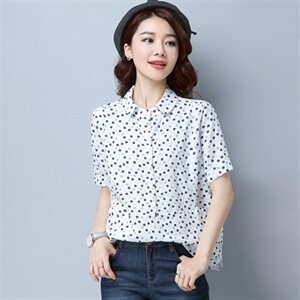 圆点纯棉新款韩版风格宽松休闲女上衣931款-图片
