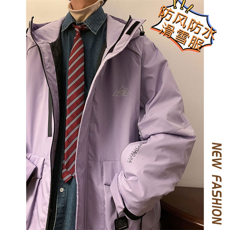 2025冬季防水防风青少年滑雪服男反光条加厚保暖中性外套M69-P170图片