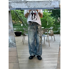 【有货】cleanfit蓝色链条牛仔裤美式复古高街裤子N0091LL-特P70，男装牛仔裤，星座1007（原301D）