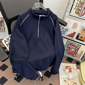 半高领拉链卫衣男女宽松廓形休闲外套1477 P47图片