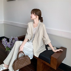 【现货】薄款西装套装+镂空蕾丝罩衫裙三件套#2505-P180-K268，女装套装/套裙，2C111