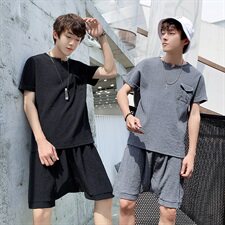 有报告男士短袖T恤套装潮流五分裤一套衣服DS397T，男装T恤，电商A102