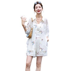 2024年夏季新款绣花蝴蝶两件套防晒衣外套，女装套装/套裙，艾尚靓装