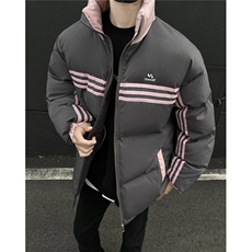 冬装新品美式条纹织带棉服刺绣logo棉衣休闲外套男G1100P118，男装棉衣，电商A339