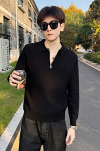 店主风小伙男士秋冬半拉链翻领纯色毛衣打底衫301A-1/M85/P58图片