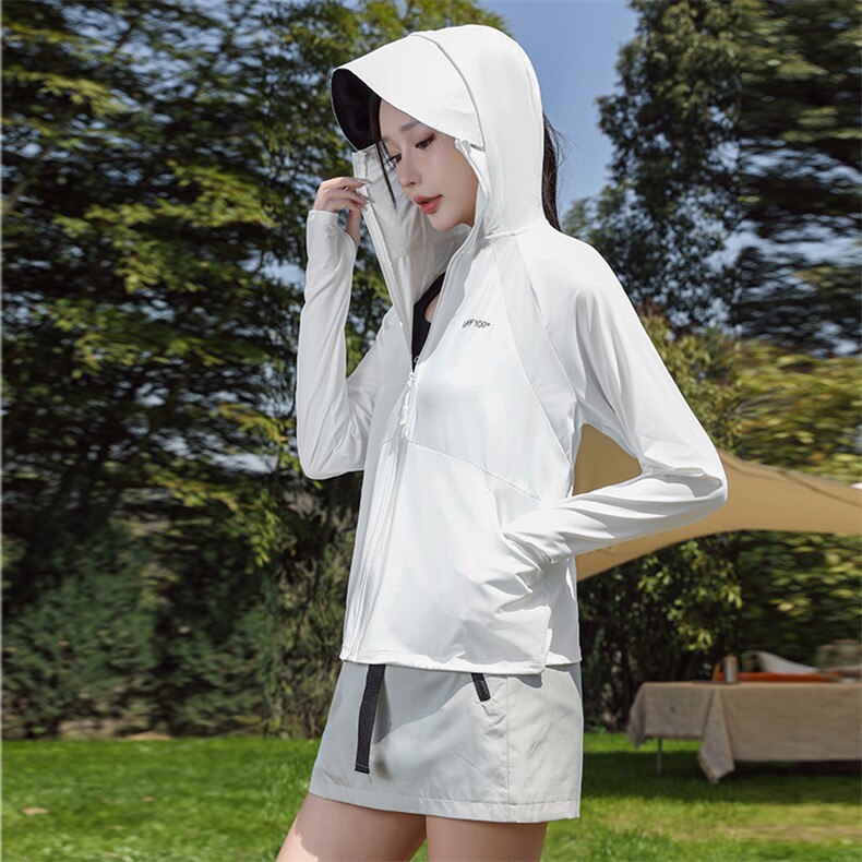 锦纶原纱防晒衣夏季黑胶帽檐UPF100+防紫外线冰感防晒服F067-P35,男装防晒衣,星座1403A