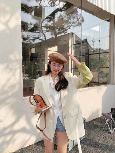 【春季新款】自制米拼绿西装，女装西装，F/TU