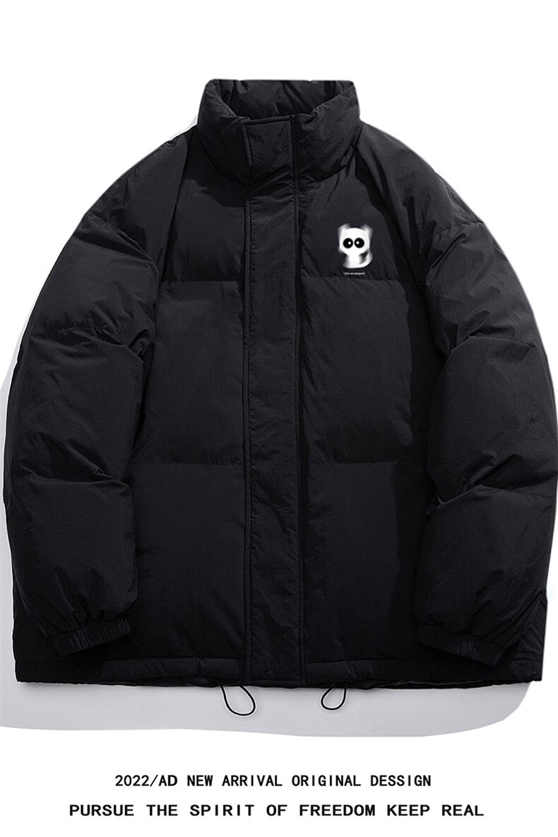 白鸭绒白底22冬季新品设计感小猫印花加厚立领棉衣YR188P195控258,男装羽绒服,电商A247-1