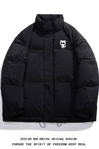 白鸭绒白底22冬季新品设计感小猫印花加厚立领棉衣YR188P195控258图片