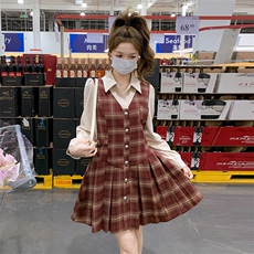 现货-2025年春季新款红格中长款连衣裙203P135K198，女装连衣裙，浙宝203