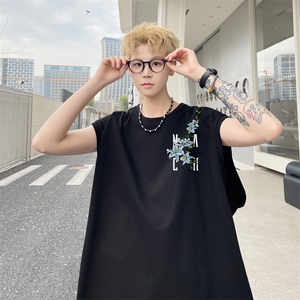 图案已注册夏季重磅创意印花宽松背心男潮牌坎肩无袖T恤B069/P25图片