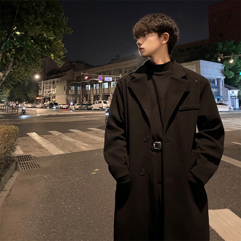 秋冬高级感毛呢大衣男潮宽松风衣中长款外套MN8693/P100加棉P110，男装风衣，电商B316