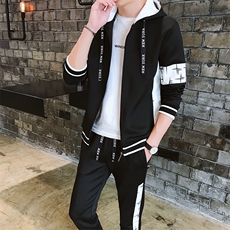 2024秋季新款开衫两件套休闲男外套潮流时尚运动套装J02P60，男装休闲套装，电商A086