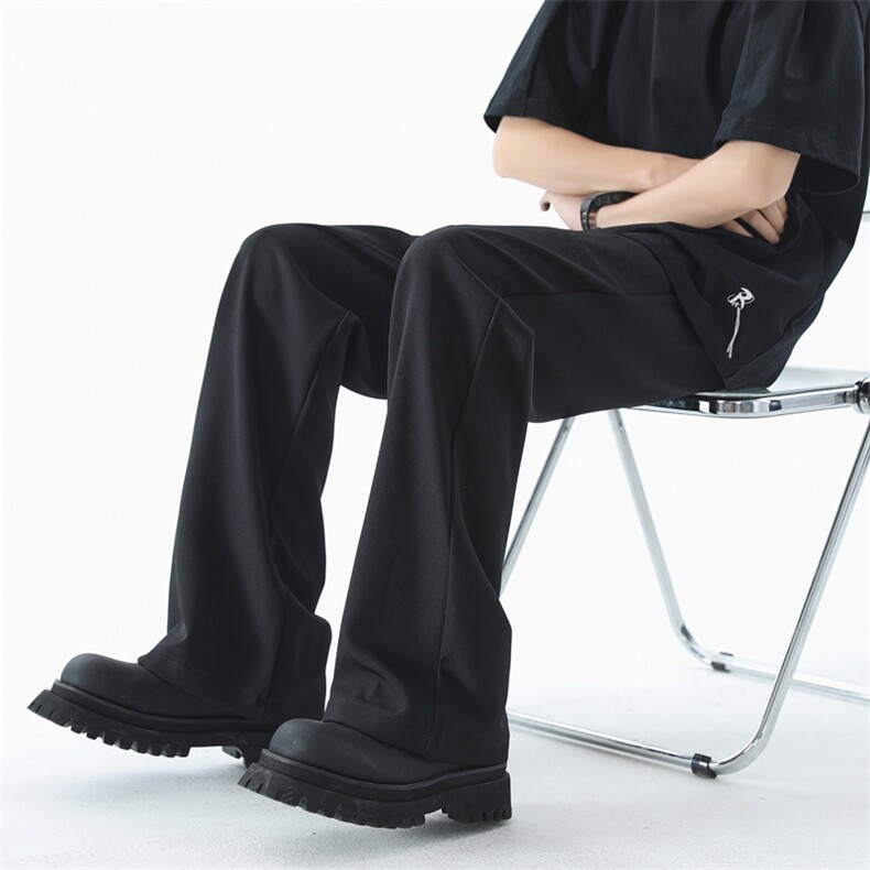 量大优 供视频 冰丝微喇小西裤休闲直筒裤中性M-5XL CK27-特P35图片