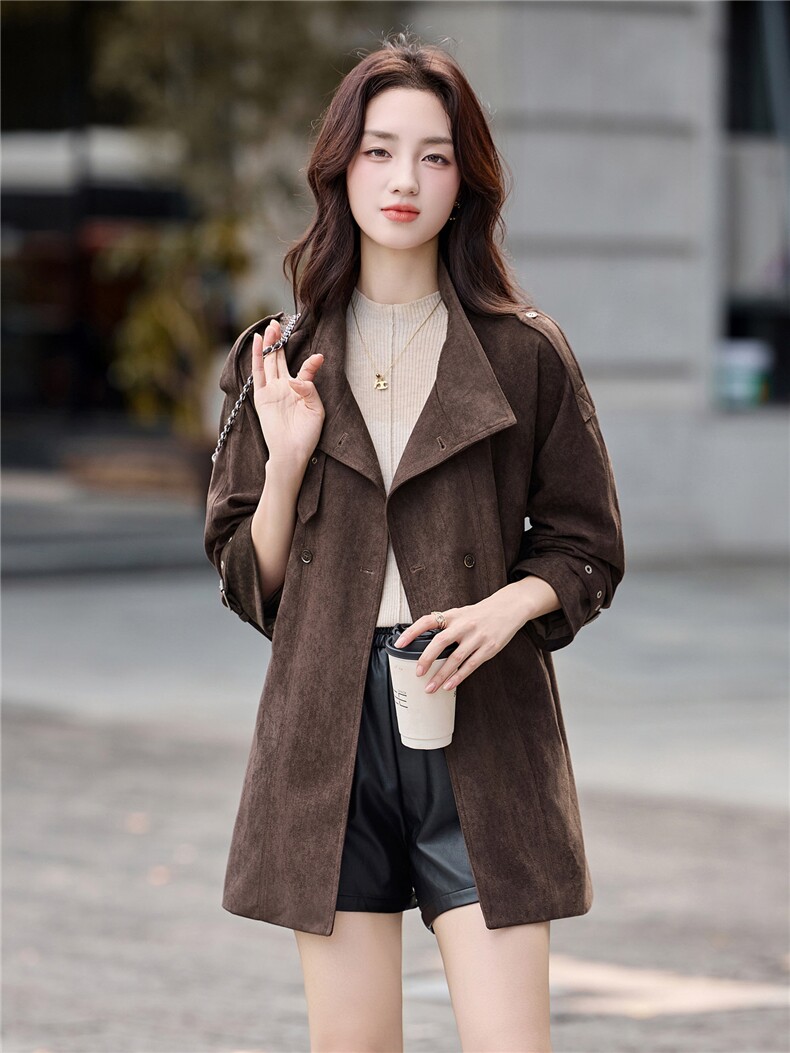 风衣外套女巨好看早秋季2025新款流行高级感气质系带百搭上衣,女装风衣,丽影随形
