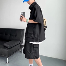 短袖T恤套装痞帅男夏季ins潮宽松工装衣服搭配一套LT01P45，男装休闲套装，星座1116-2