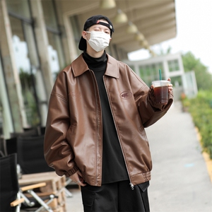 秋款男皮衣字母印花图案夹克外套JK662 P70图片