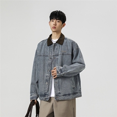 【现货】XZ1218WT4006特价P64美式灯芯绒翻领拼接牛仔外套，男装工装外套，星座1218（原611-3）