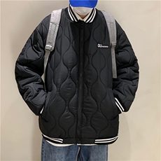 情侣潮休闲菱形格贴标纯色宽松棉衣/MF33P115控138，男装棉衣，电商D325