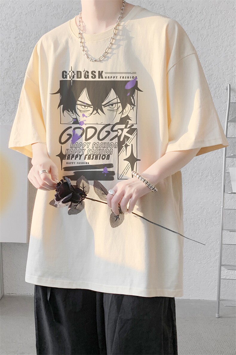 已注册/夏季新款内景纯棉动漫休闲短袖T恤男潮宽松体恤DT9716/P25,男装T恤,电商B316