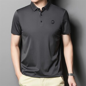 男士夏季纯色丝光棉短袖T恤简约休闲体恤POLO衫翻领半袖上衣图片