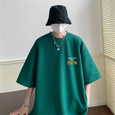量大优重磅220克华夫格短袖T恤英文标印花HT3137-特P16，男装T恤，星座508（原C305）