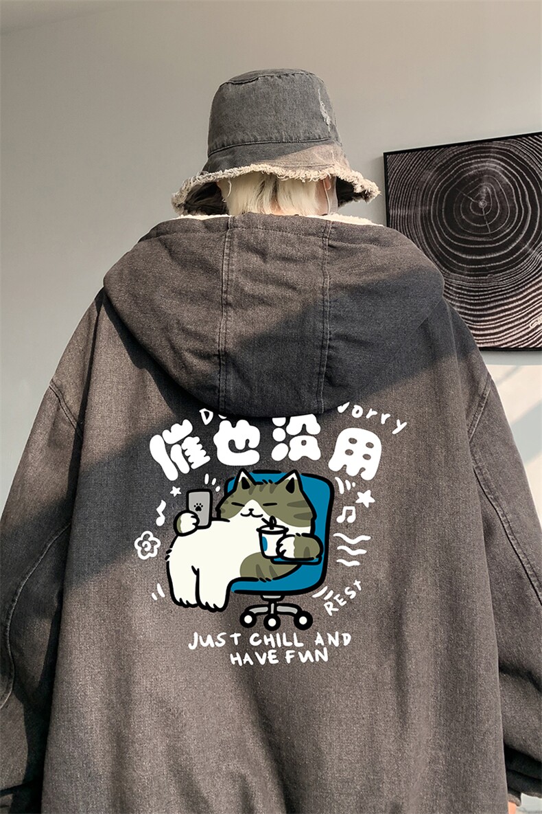 控价158牛仔棉衣男大码加绒羊羔绒牛仔棉服男棉袄NM53403-P140,男装棉衣,电商A040