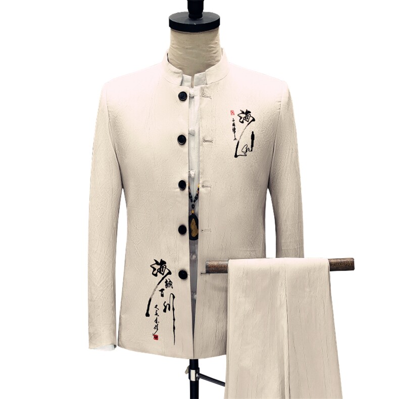 秋季中山装西服套装男士唐装两件套风外套A334-TZ810-P130,男装民族服装,电商B339(原A334）