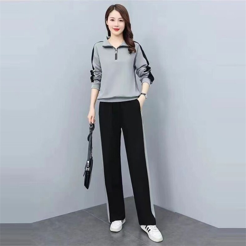 现货秋冬季休闲运动服套装女装加绒时尚洋气两件套减龄阔腿裤,男装休闲套装,星座1210-1