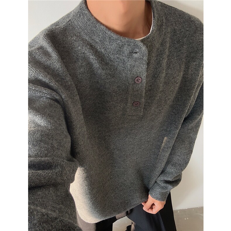 主推 美式秋冬亨利领中性套头毛衣打底针织衫男女 H1010 P68图片