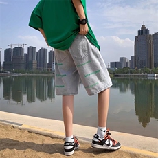 高街男夏季五分裤满印牛仔短裤N206P35，男装牛仔裤，星座1116-2